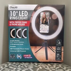 FineLife 10" LED Ring Light with Tripod Stand